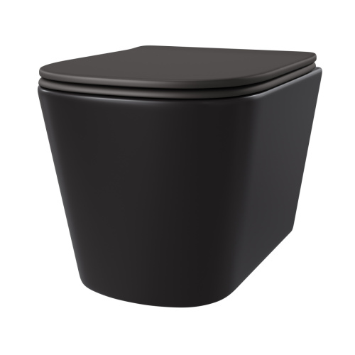 Унитаз подвесной Taliente Correto CR25200 Nero черный с сиденьем микролифт безободковый душевой смыв